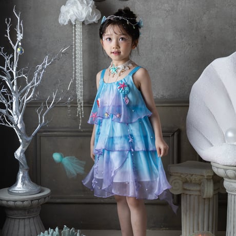 [予約] Aqua Shell Fairy Dress + Twinkle Shell Mermaid Hairpin SET