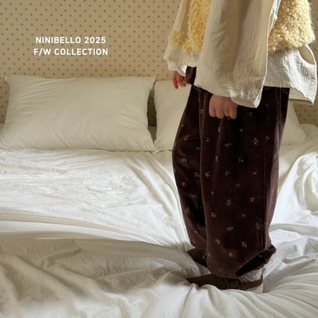 [即納] Vintage Flower Pants /Ninibello(Brown Lのみ)