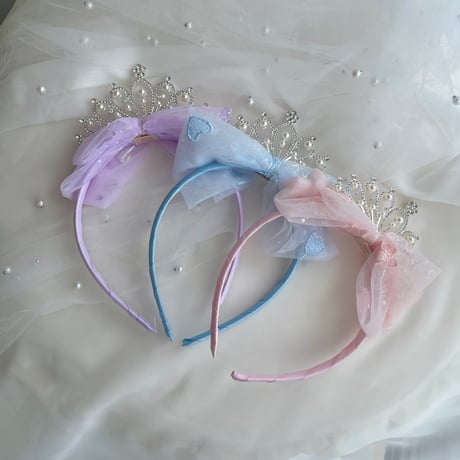 [予約] pearl crown ribbon hairband