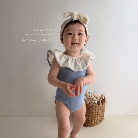 [予約] Multi-Balm Frill Swimsuit (Swim Cap Set) / Monbebe