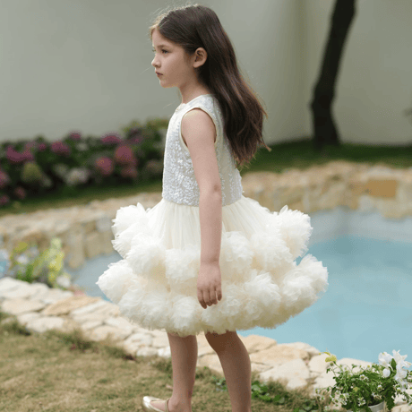 [予約] Ivory Blooming Tulle Dress
