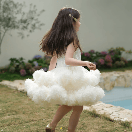 [予約] Ivory Blooming Tulle Dress