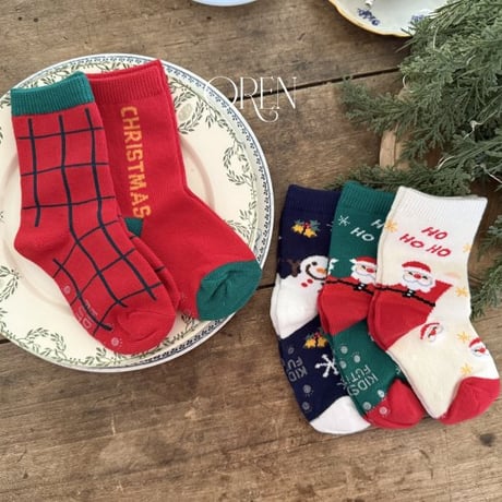 [予約] 5-piece Santa socks set / OREN by Hibyebebe