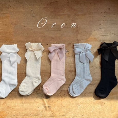 [即納] petit ribbon half socks / OREN by Hibyebebe  のコピー