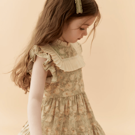[予約] Vintage Floral Pleats Dress