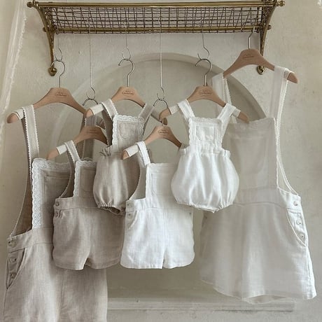 [予約] Pure Linen Suspender Suit / Monbebe