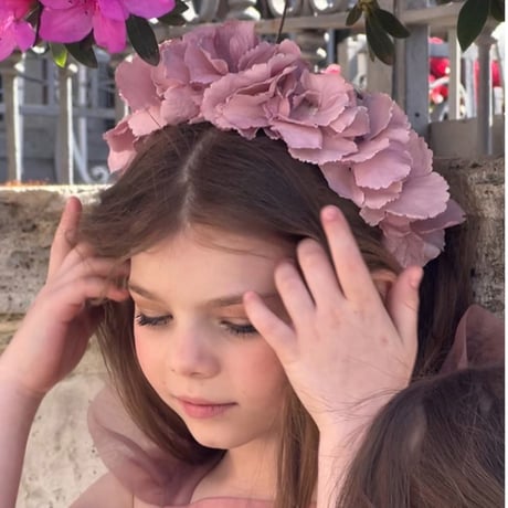 【予約】 Dusty Pink Flower Headband  /nelia wears