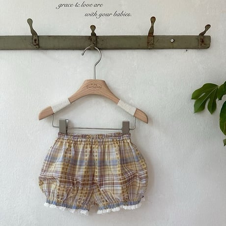 [予約] Check Peony Balloon Shorts/ Monbebe