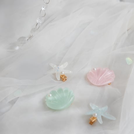 [予約] Shell & Starfish Hair Clip 2-piece Set