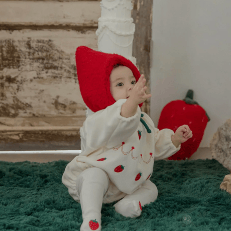 [即納]  Strawberry cake rompers