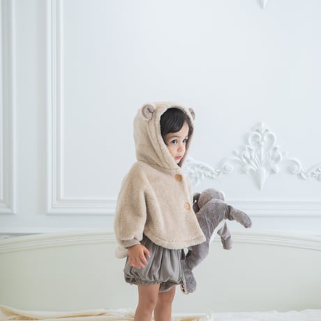[即納] Bear fleece cloak cardigan(one size)/Lemonade