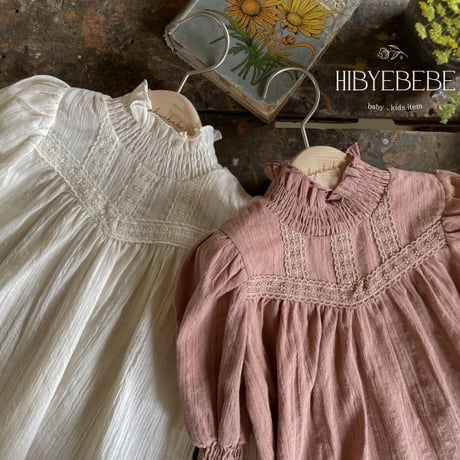 [即納] Vella smoke blouse/ Hibyebebe （pink M _ size のみ）