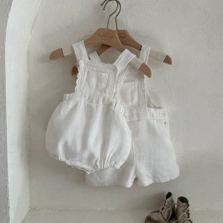 [予約] Pure Linen Suspender Suit / Monbebe