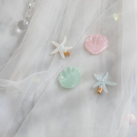 [予約] Shell & Starfish Hair Clip 2-piece Set