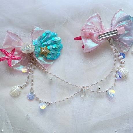 [予約] Aqua Shell Fairy Dress + Twinkle Shell Mermaid Hairpin SET