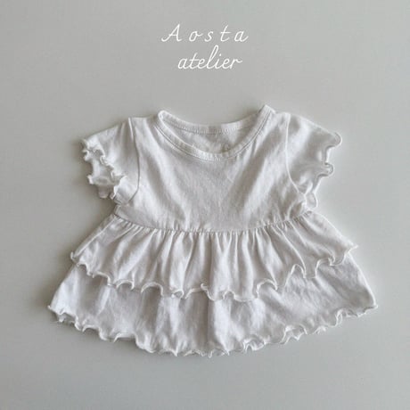 [即納] linen frill blouse / Aosta(ivory S,L,XL_のみ)
