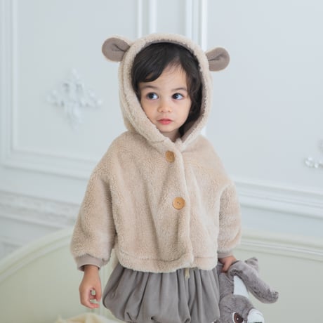 [即納] Bear fleece cloak cardigan(one size)/Lemonade