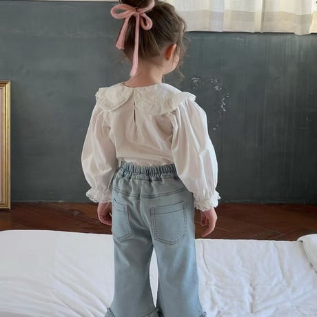 [即納] White collar cotton blouse/ aiai (110sizeのみ)