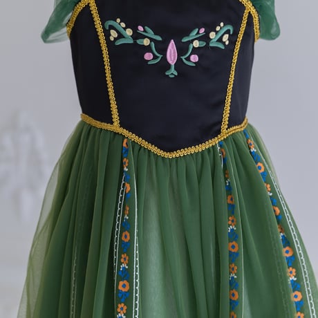 [予約]anna Green Glitter Dress(short sleeves) + tiara & stick set