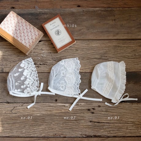 [予約 Rosette lace bonnet  /M.kids