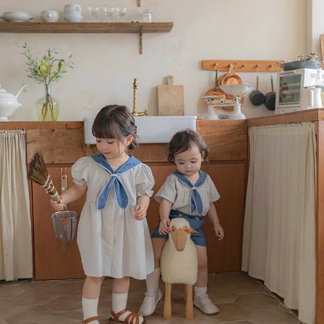 [予約] Pure Tie ST Dress (Kids) / OREN by Hibyebebe