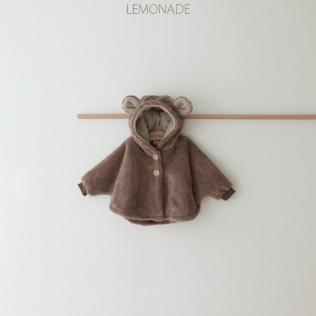 [即納] Bear fleece cloak cardigan(one size)/Lemonade