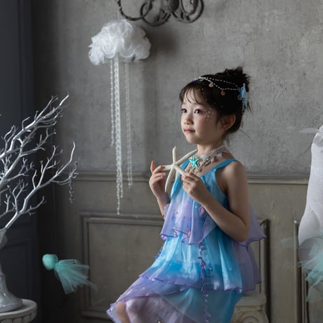 [予約] Aqua Shell Fairy Dress + Twinkle Shell Mermaid Hairpin SET