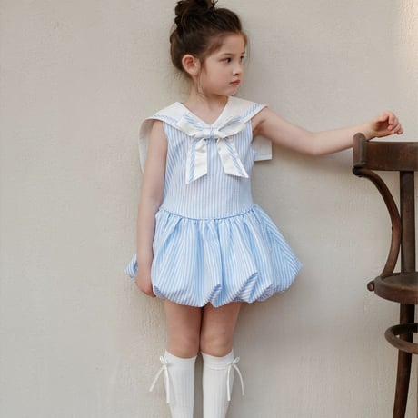 [予約] aqua marine school-look dress