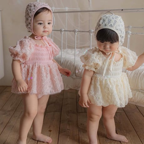 [予約] Juliet Bloom Swimsuit (bebe) (Hat Set)/ OREN by Hibyebebe