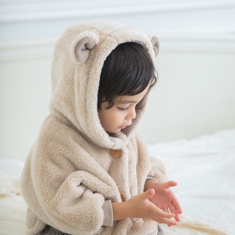 [即納] Bear fleece cloak cardigan(one size)/Lemonade