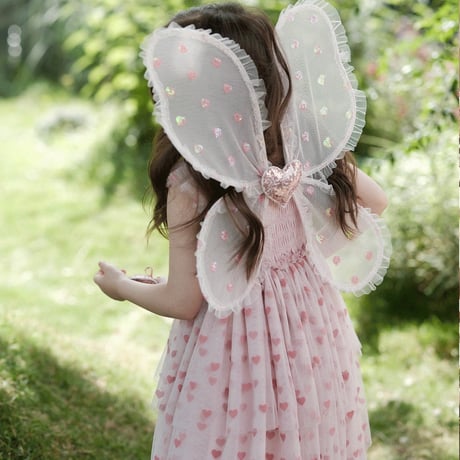 [予約] pink fly tutu dress + Angel wings SET