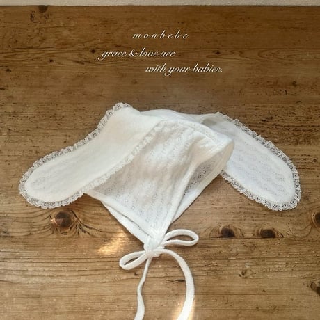 [予約]Knitted Bunny Bonnet/ Monbebe