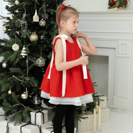 [即納]  Joli ribbon dress _ RED /moitoinous  ( 110_size のみ）