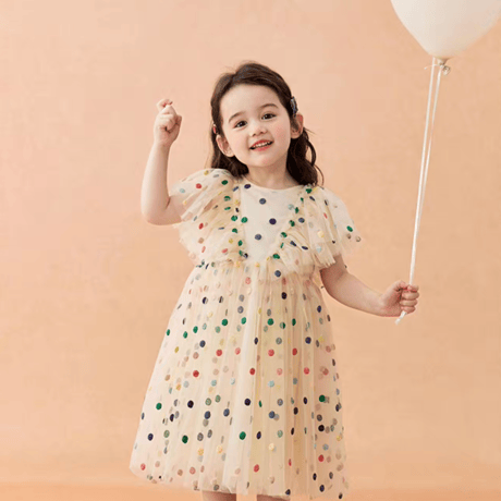 [予約] Rainbow Dot Tulle Dress