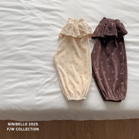 [即納] Vintage Flower Pants /Ninibello(Brown Lのみ)