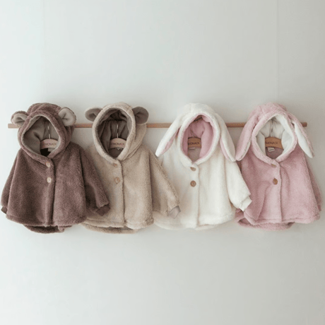 [即納] Bear fleece cloak cardigan(one size)/Lemonade