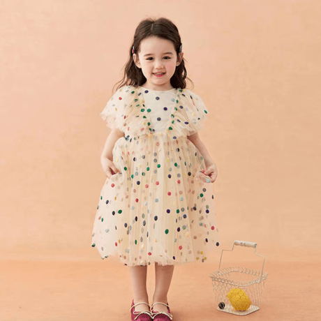 [予約] Rainbow Dot Tulle Dress