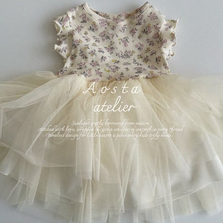 [即納] Lala dress / Aosta(big flower ivory S,M,Lのみ)