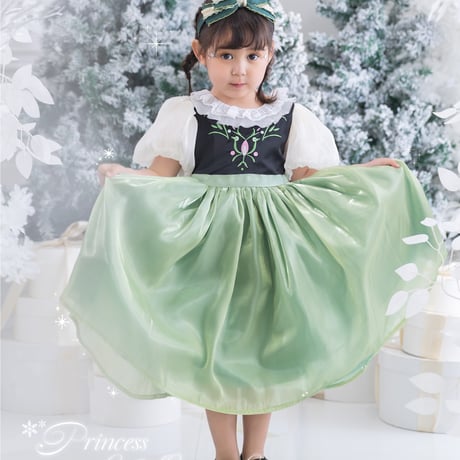 [予約] Princess nordic frill green dress