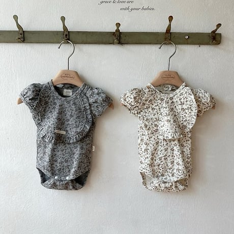 [予約] Puff flower suit (with bib) / Monbebe