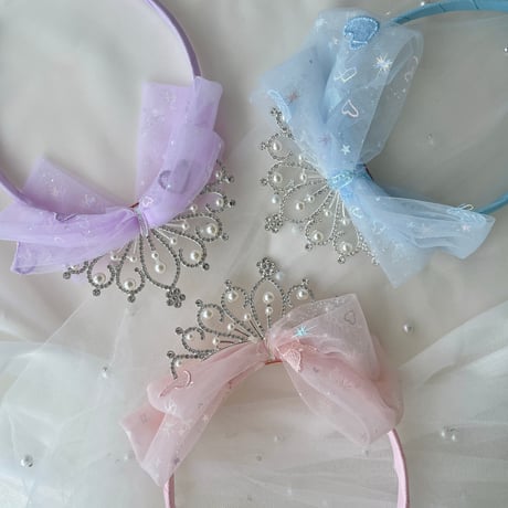 [予約] pearl crown ribbon hairband