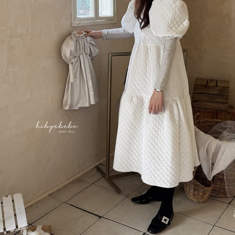 [即納] Brilly quilted velvet dress(Mom) / Hibyebebe