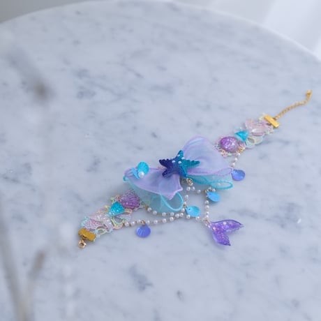 [予約] Shell Top Mermaid Dress + Aqua Shell Choker SET