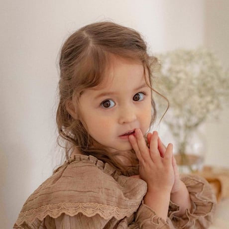 [即納] lily-frill dress(cream/beige)/ OREN by Hibyebebe （beige XL _ size のみ）
