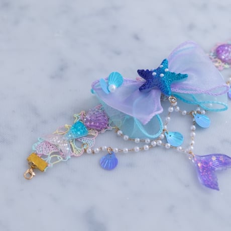 [予約] Shell Top Mermaid Dress + Aqua Shell Choker SET