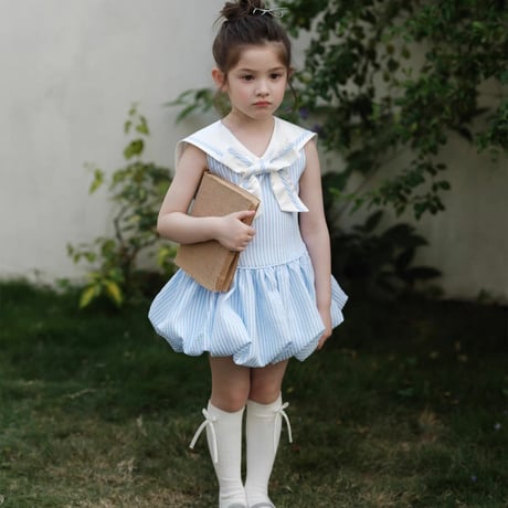 [予約] aqua marine school-look dress