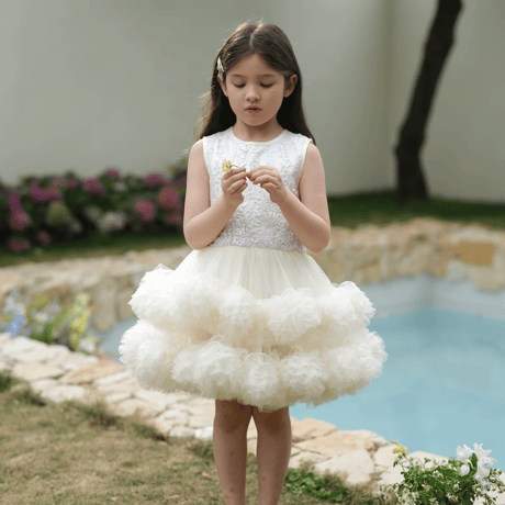[予約] Ivory Blooming Tulle Dress