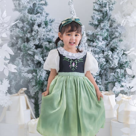 [予約] Princess nordic frill green dress