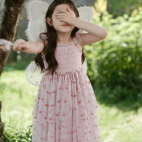 [予約] pink fly tutu dress + Angel wings SET