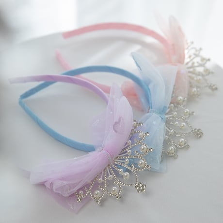 [予約] pearl crown ribbon hairband
